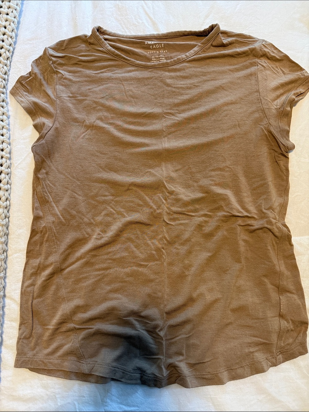 AE Soft and Sexy Short Sleeve Crew Neck Tee - Brown